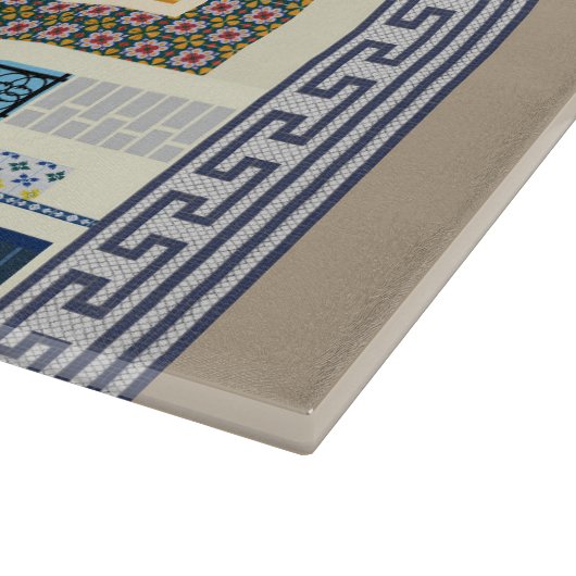 Schöne portugiesische Häuser mit Fliesen oder Azul Schneidebrett (Ecke)