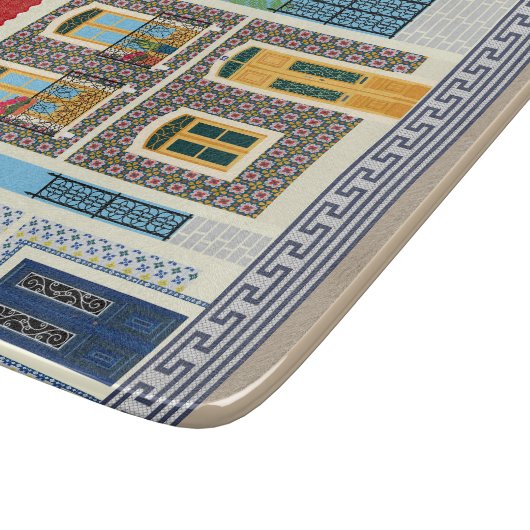 Schöne portugiesische Häuser mit Fliesen oder Azul Schneidebrett (Ecke)