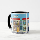 Schöne portugiesische Häuser mit Fliesen oder Azul Tasse (Vorderseite Links)