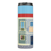 Schöne portugiesische Häuser mit Fliesen oder Azul Thermosbecher (Rückseite)
