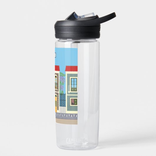 Schöne portugiesische Häuser mit Fliesen oder Azul Trinkflasche (Links)