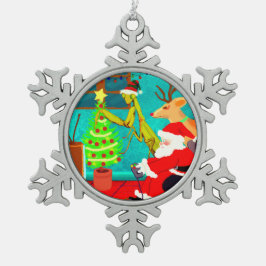Schöne Prachtmeile und Videospiele im Santa Play Schneeflocken Zinn-Ornament