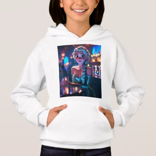 Schöne Prinzessin elsa in einer Diskothek, 8 k Fot Hoodie (Vorderseite)