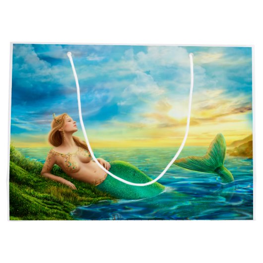 Schöne Prinzessin - Fantasiefrau bei Sonnenunterga Große Geschenktüte (Rückseite)