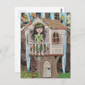 Schöne Prinzessin in einem Baumhaus Postkarte (Vorne/Hinten)