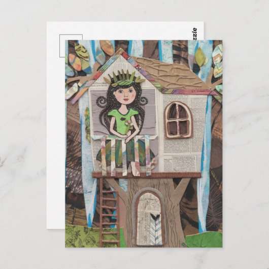 Schöne Prinzessin in einem Baumhaus Postkarte (Vorne/Hinten)