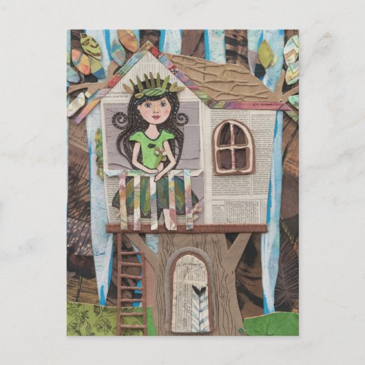 Schöne Prinzessin in einem Baumhaus Postkarte (Vorderseite)