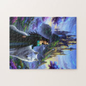 Schöne Prinzessin mit majestätischem Wolf Puzzle (Horizontal)
