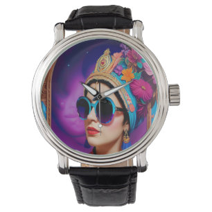 Schöne Prinzessin mit Sonnenbrille Armbanduhr