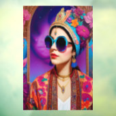 Schöne Prinzessin mit Sonnenbrille Fensteraufkleber (Blatt 3)