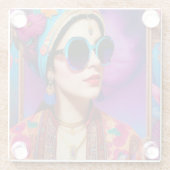 Schöne Prinzessin mit Sonnenbrille Glasuntersetzer (Rückseite)