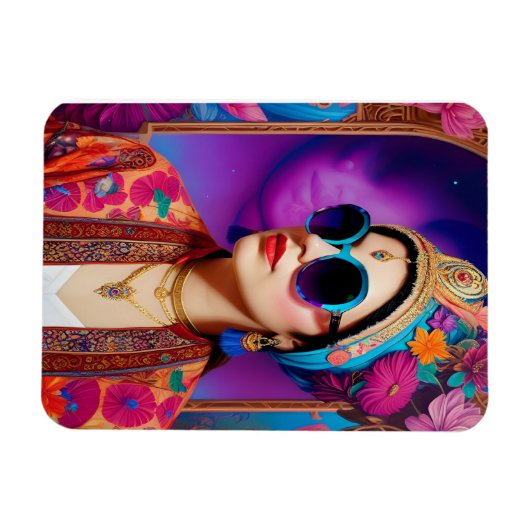 Schöne Prinzessin mit Sonnenbrille Magnet (Horizontal)