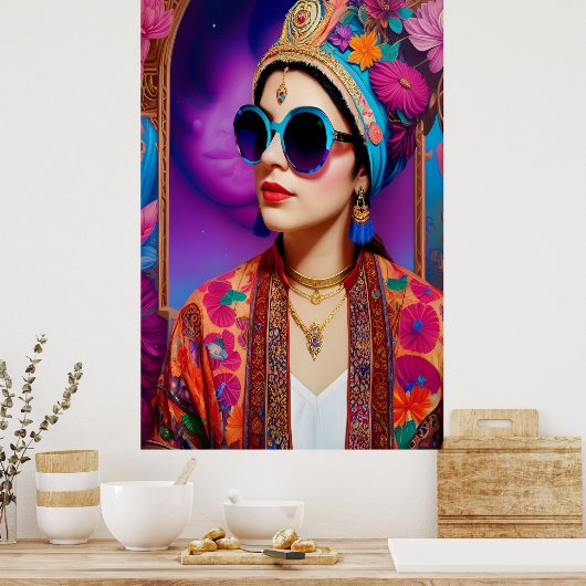 Schöne Prinzessin mit Sonnenbrille Poster (Küche)