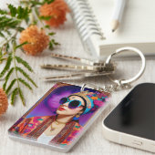 Schöne Prinzessin mit Sonnenbrille Schlüsselanhänger (Vorderseite rechts)