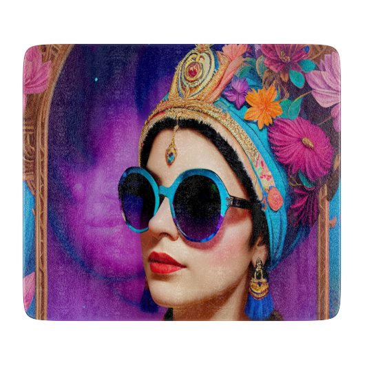 Schöne Prinzessin mit Sonnenbrille Schneidebrett (Vorderseite)