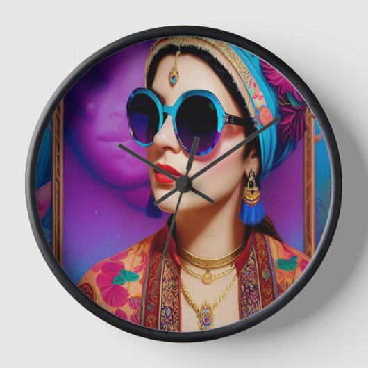 Schöne Prinzessin mit Sonnenbrille Uhr (Vorderseite)