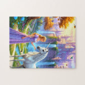 Schöne Prinzessin trifft Einhorn Puzzle (Horizontal)