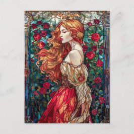 Schöne Prinzessin unter Rose Postkarte