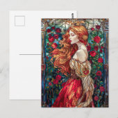 Schöne Prinzessin unter Rose Postkarte (Vorne/Hinten)