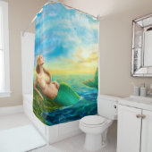Schöne Prinzessinphantasiemeerjungfrau am Duschvorhang (Beispiel)