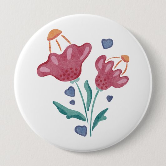 Schöne psychedelische Blume Button (Vorderseite)