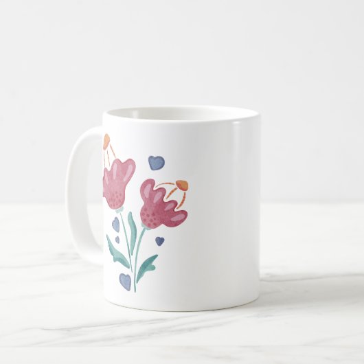 Schöne psychedelische Blume Kaffeetasse (Vorderseite Links)