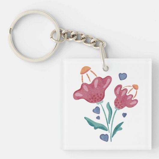 Schöne psychedelische Blume Schlüsselanhänger (Vorderseite)