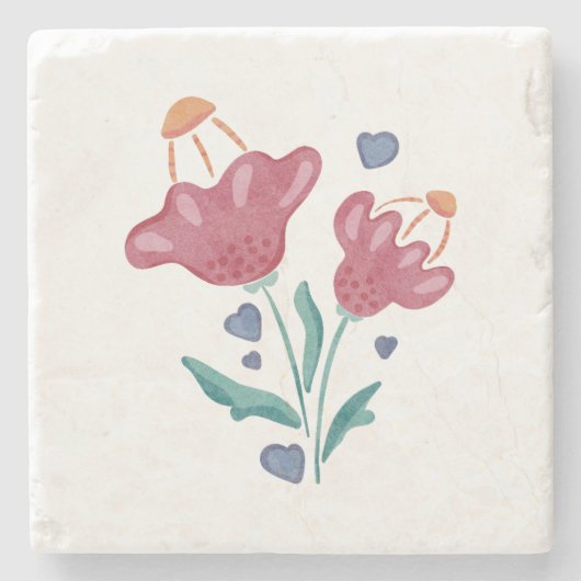 Schöne psychedelische Blume Steinuntersetzer (Vorderseite)