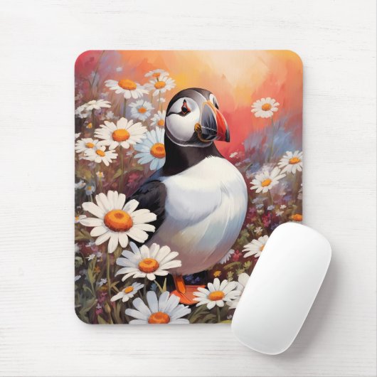 Schöne Puffin auf dem Platz Daisy Mousepad (Mit Mouse)