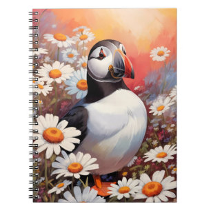 Schöne Puffin auf dem Platz Daisy Notizblock
