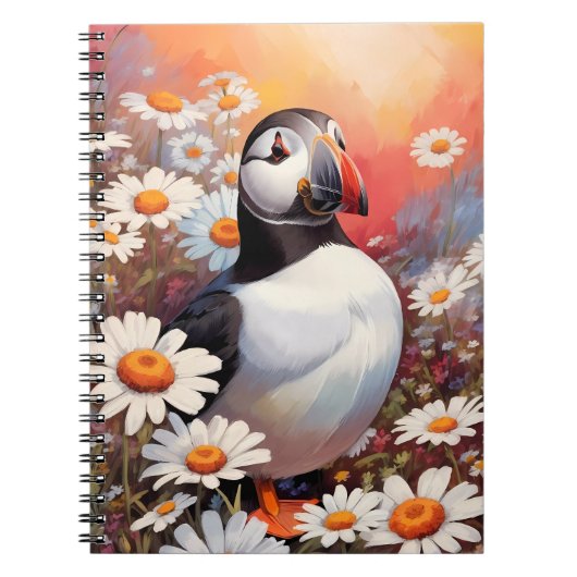 Schöne Puffin auf dem Platz Daisy Notizblock (Vorderseite)