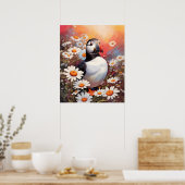 Schöne Puffin auf dem Platz Daisy Poster (Küche)