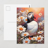 Schöne Puffin auf dem Platz Daisy Postkarte (Vorne/Hinten)
