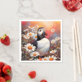 Schöne Puffin auf dem Platz Daisy Serviette (Beispiel)