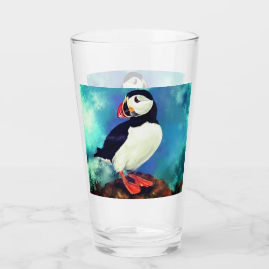 Schöne Puffin Bird - Malerei Glas (Rückseite)