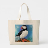 Schöne Puffin Bird Malerei Tote Tag Jumbo Stoffbeutel (Rückseite)