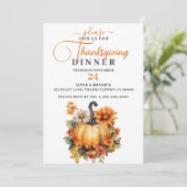 Schöne Pumpkin & Fall Blume Erntedank Einladung (Stehend Vorderseite)