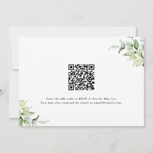 Schöne QR UAwg Greenery Cross Mutter Segen Einladung (Rückseite)