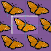 Schöne Queen Butterfets Muster Orange Lila Stoff (Kachel)