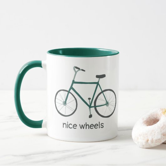 SCHÖNE RÄDER Niedlich grünes Fahrrad CUSTOM Tasse (Mit Donut)