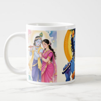 Schöne Radha-Krishna-Kaffeetasse mit blauem Akzent Jumbo-Tasse