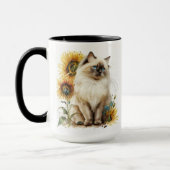 SCHÖNE RAGDOLL CAT MIT SONNENBLUMEN TASSE (Links)
