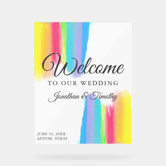 Schöne Rainbow Custom Willkommen bei unserer Hochz Acrylschild (Vorderseite)