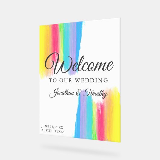 Schöne Rainbow Custom Willkommen bei unserer Hochz Acrylschild (Winkel)