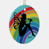 Schöne Rainbow Fairy Girl Monogram LGBTQ Keramik Ornament (Rechts)