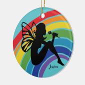 Schöne Rainbow Fairy Girl Monogram LGBTQ Keramik Ornament (Links)