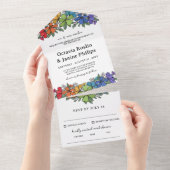 Schöne Rainbow Floral LGBT Wedding All In One Einladung (Abreißen)