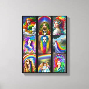 Schöne Rainbow Hair People porträtiert Fantasie Leinwanddruck
