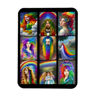 Schöne Rainbow Hair People porträtiert Fantasie Magnet