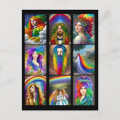 Schöne Rainbow Hair People porträtiert Fantasie Postkarte (Vorderseite)